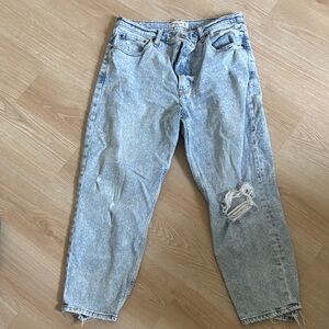 Abercrombie Light Wash Distressed Mom High-Rise Jeans